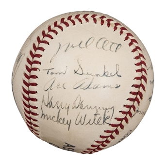 1942 New York Giants Team Signed Baseball With 19 Signatures Including Ott, Hubbell & Mize (JSA)